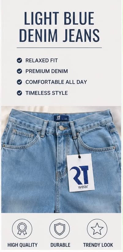 RT High-Waisted Relaxed Cargo Jeans – Light Wash For Women
