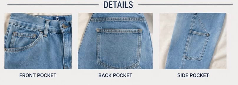 RT High-Waisted Relaxed Cargo Jeans – Light Wash For Women